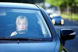 woman driving car