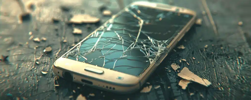 A samsung phone broken on the street