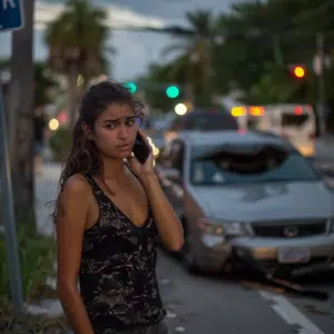 a woman reporting a ride share accident