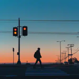 A pedestrian walking.