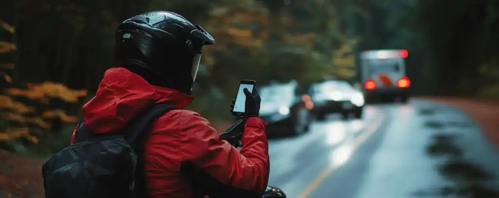 A rider calling on his phone.