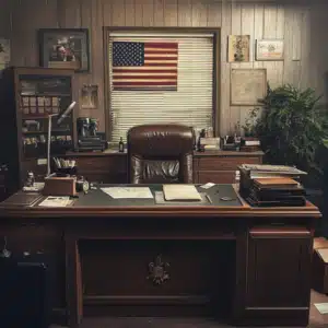 A police officer's desk