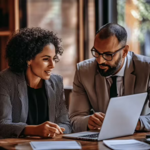 employee discussing insurance with company lawyer