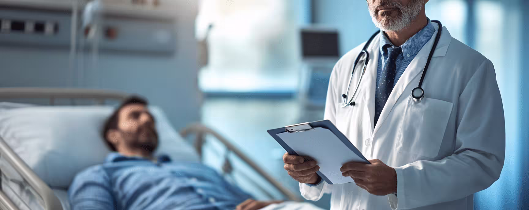 doctor examining an accident victim in a Florida hospital