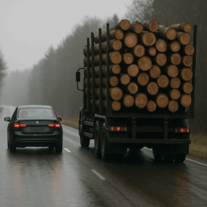logging truck loaded with timber
