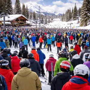 An overcrowded ski resort in Oregon