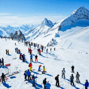Skiers on a sunny day
