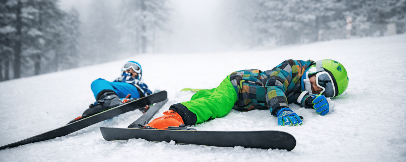 Fallen skiers after a collision