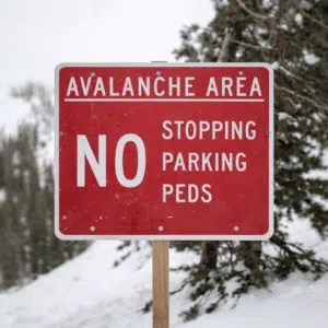 Avalanche area warning at an Oregon ski resort